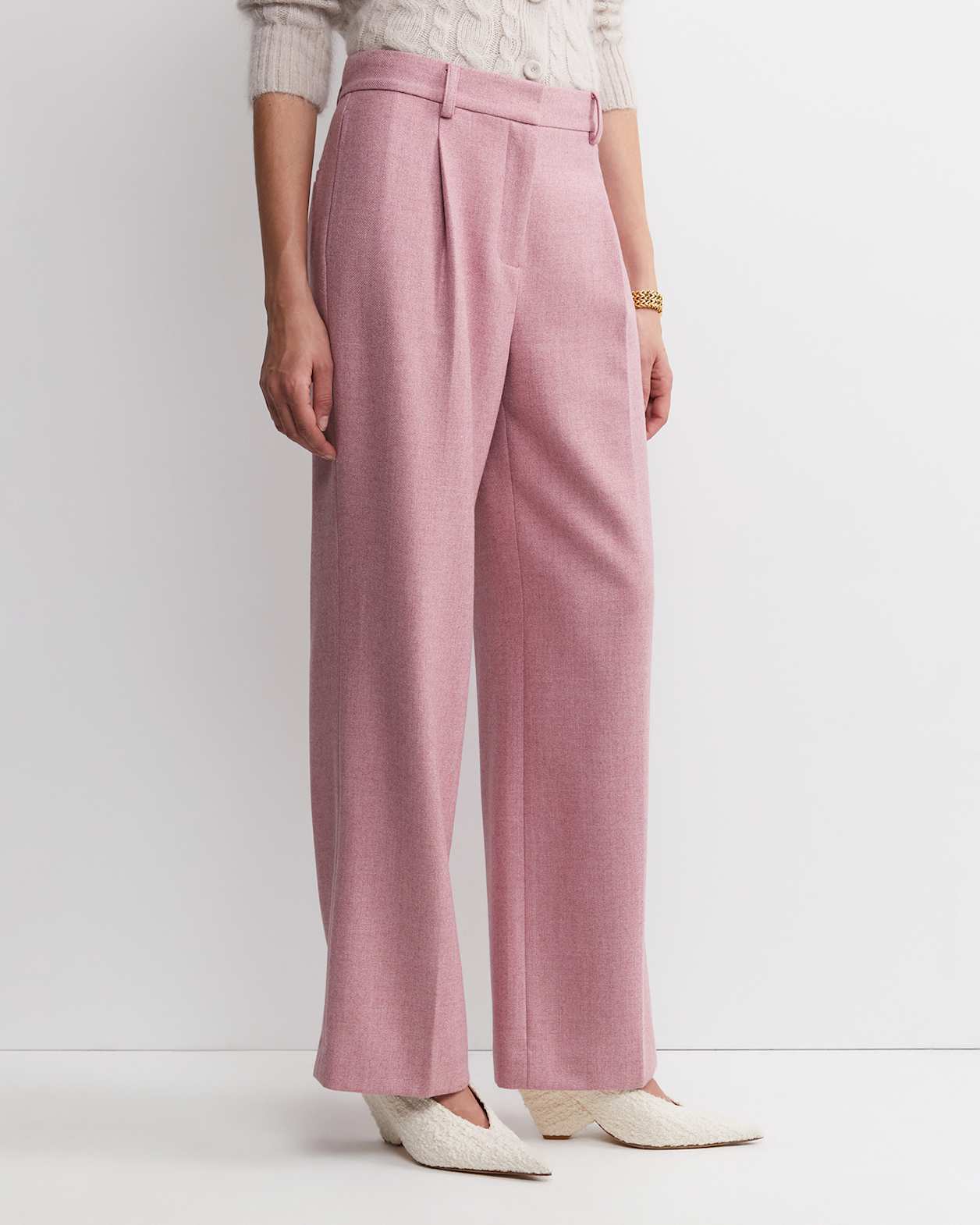 Frankie Wide Leg Pleat Pant in DUSTY PINK