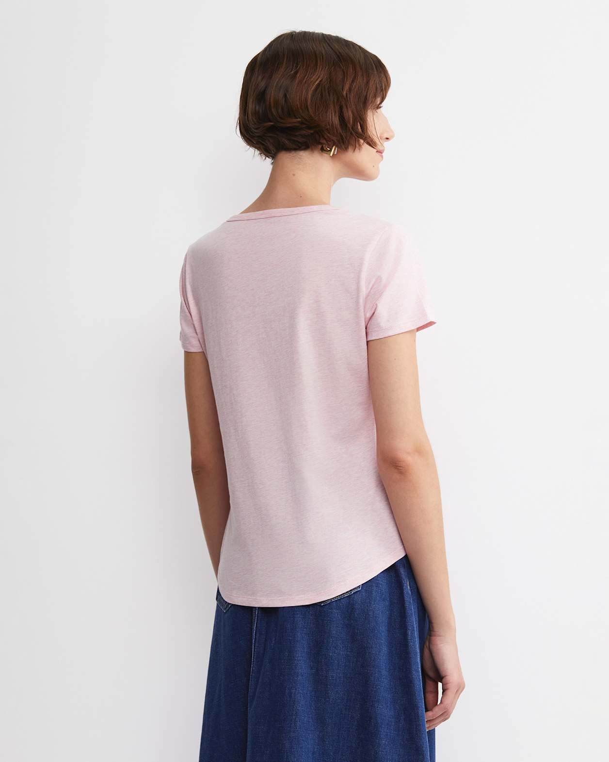 Joanna Cotton Melange Tee in PINK MELANGE