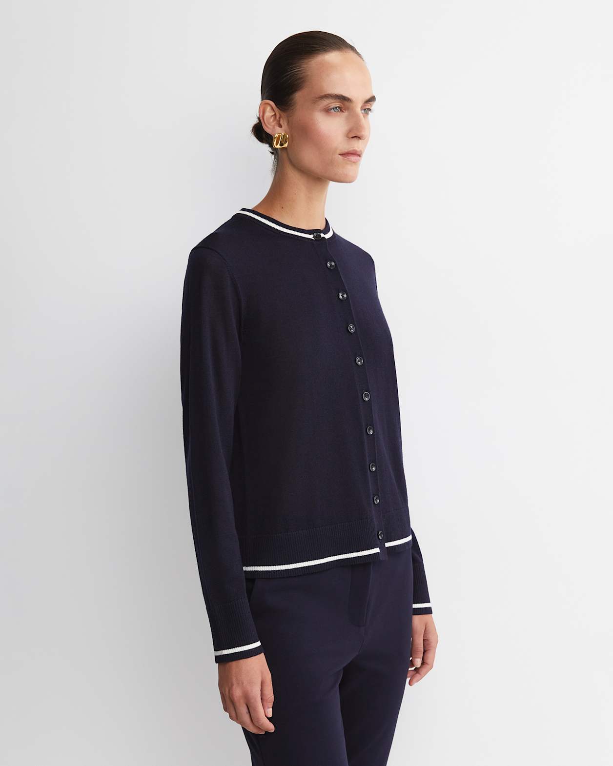 Francis Merino Cardigan in NAVY