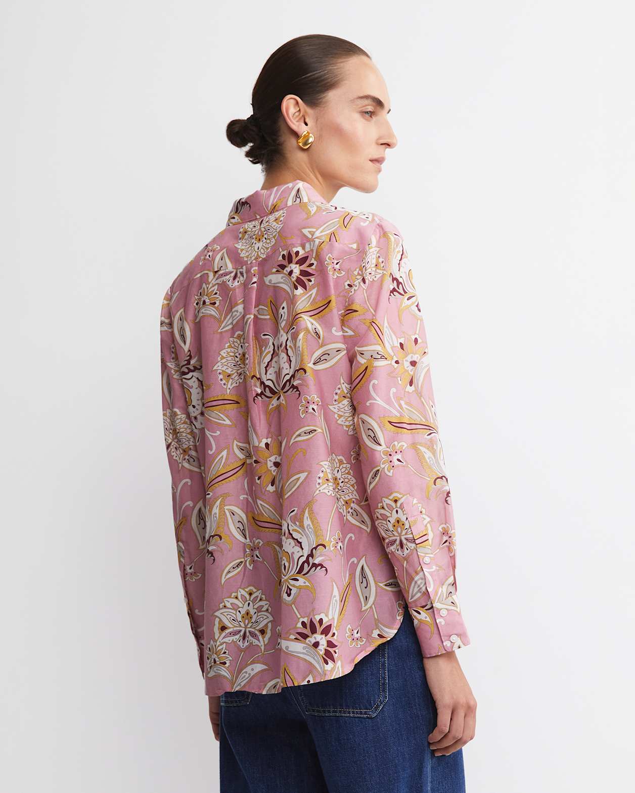 Sue Paisley Long Sleeve Cotton Silk Shirt in PINK MULTI