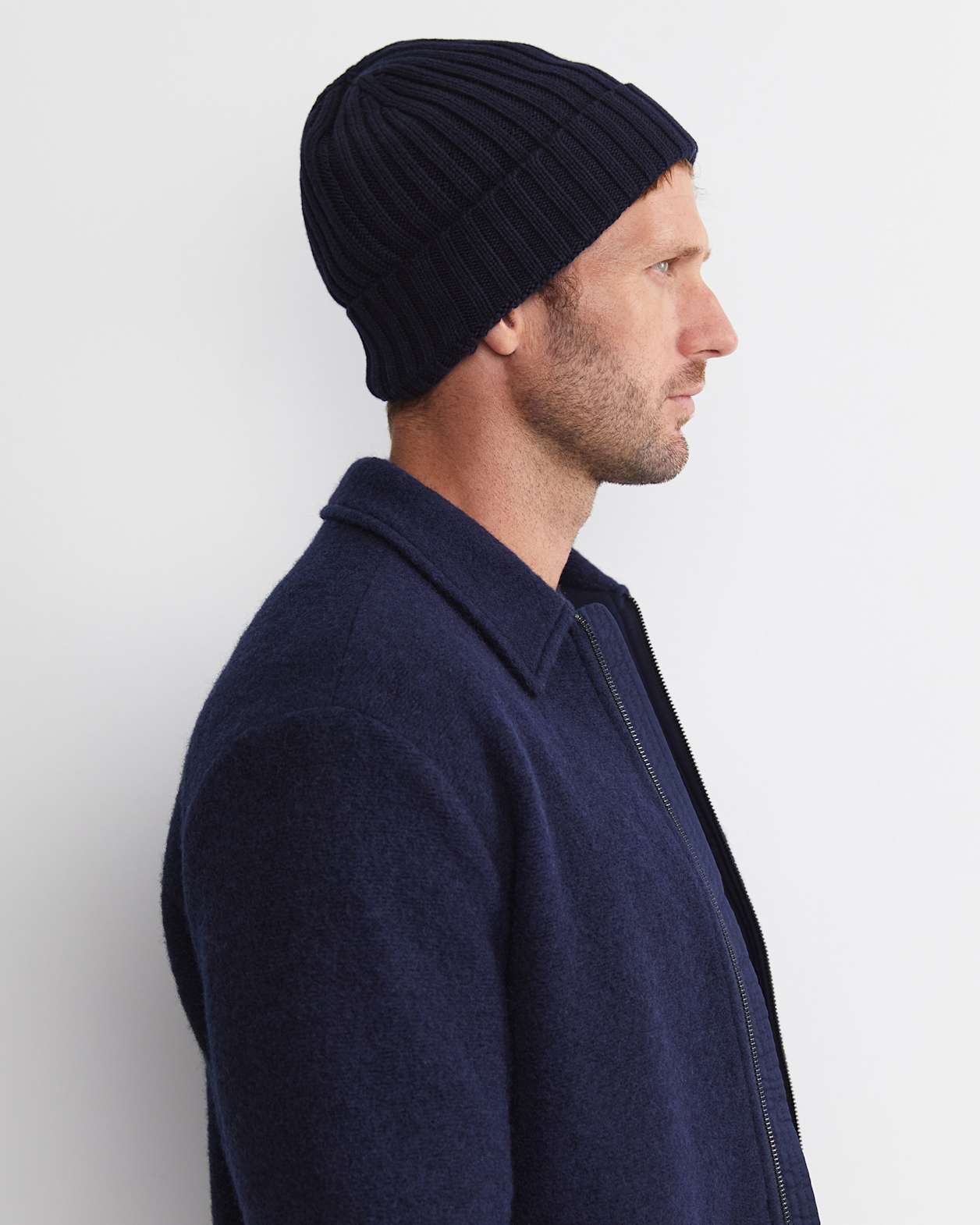 Sussex Wool Blend Beanie in NAVY