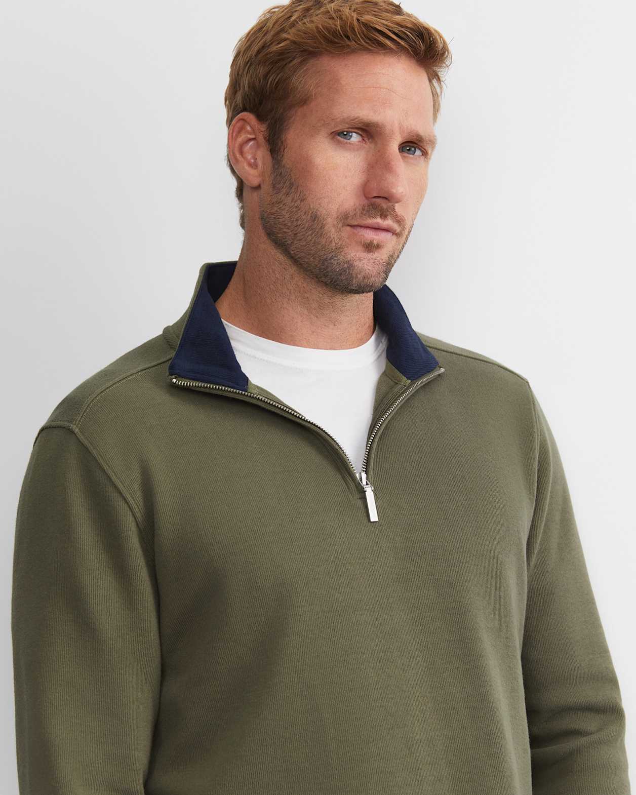 SC Quarter Zip Sweat in KHAKI
