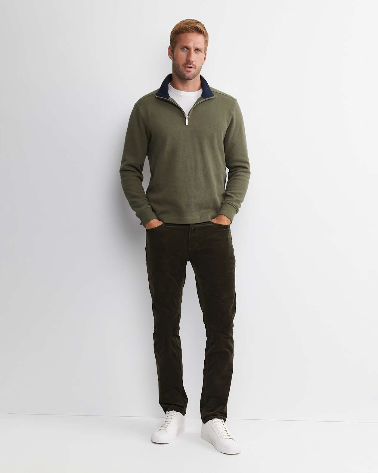 SC Quarter Zip Sweat in KHAKI