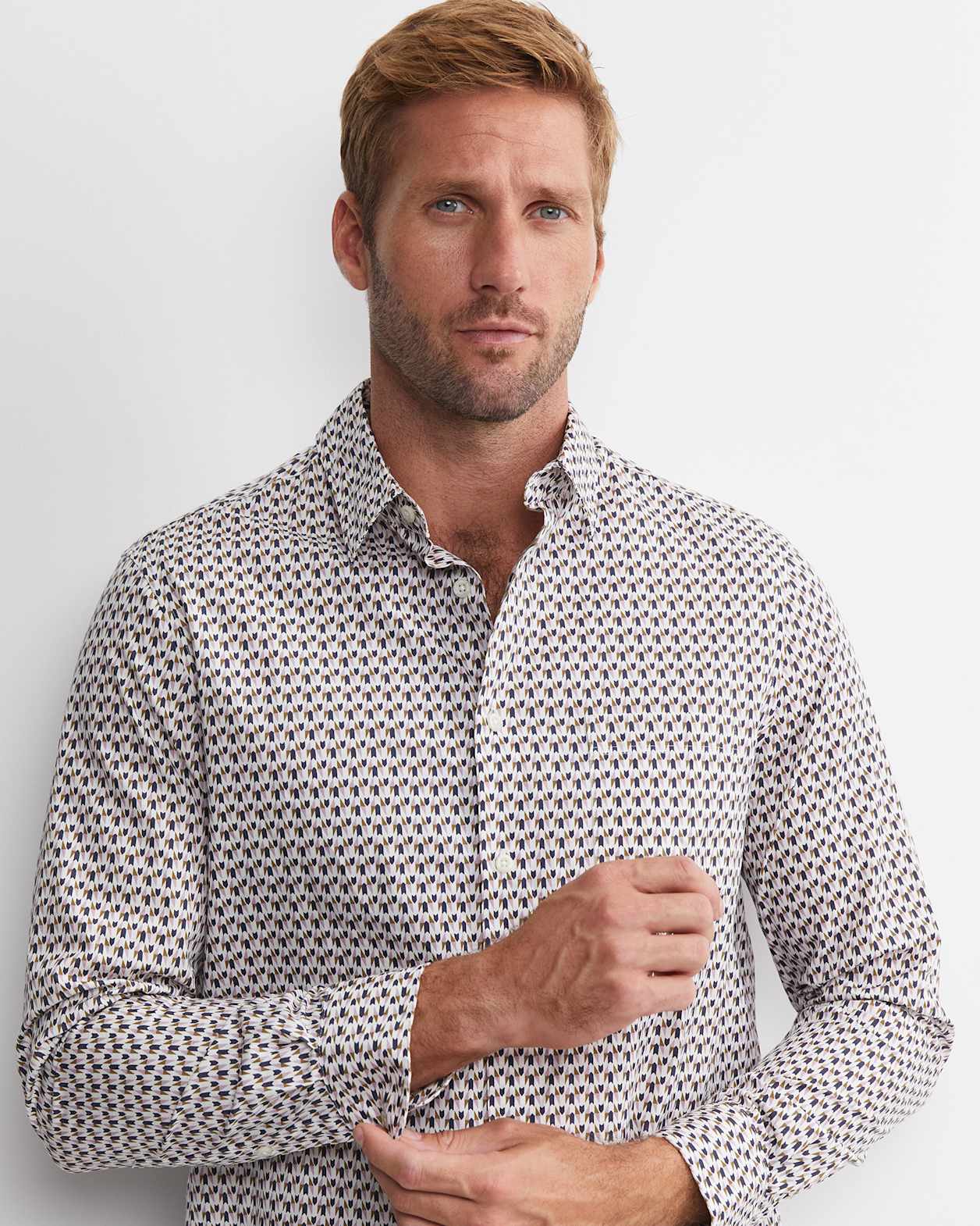 Leo Liberty Long Sleeve Shirt in WHITE/MULTI