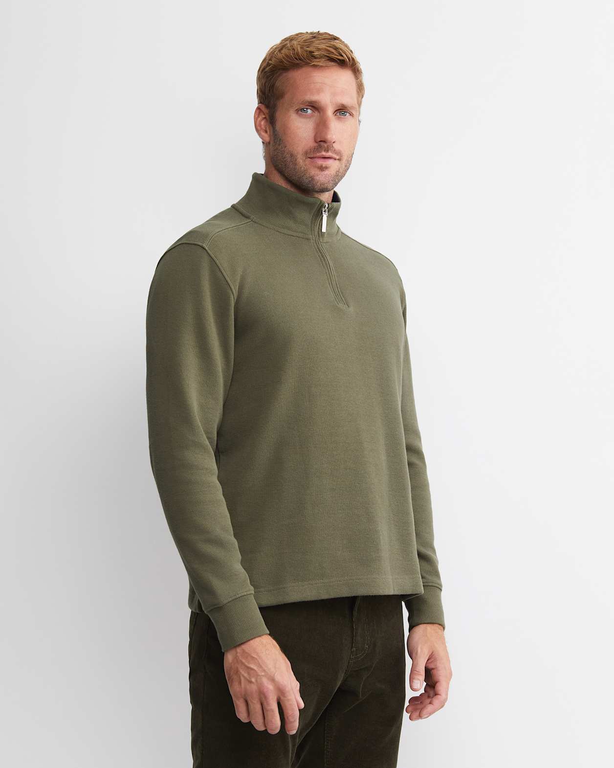 SC Quarter Zip Sweat in KHAKI