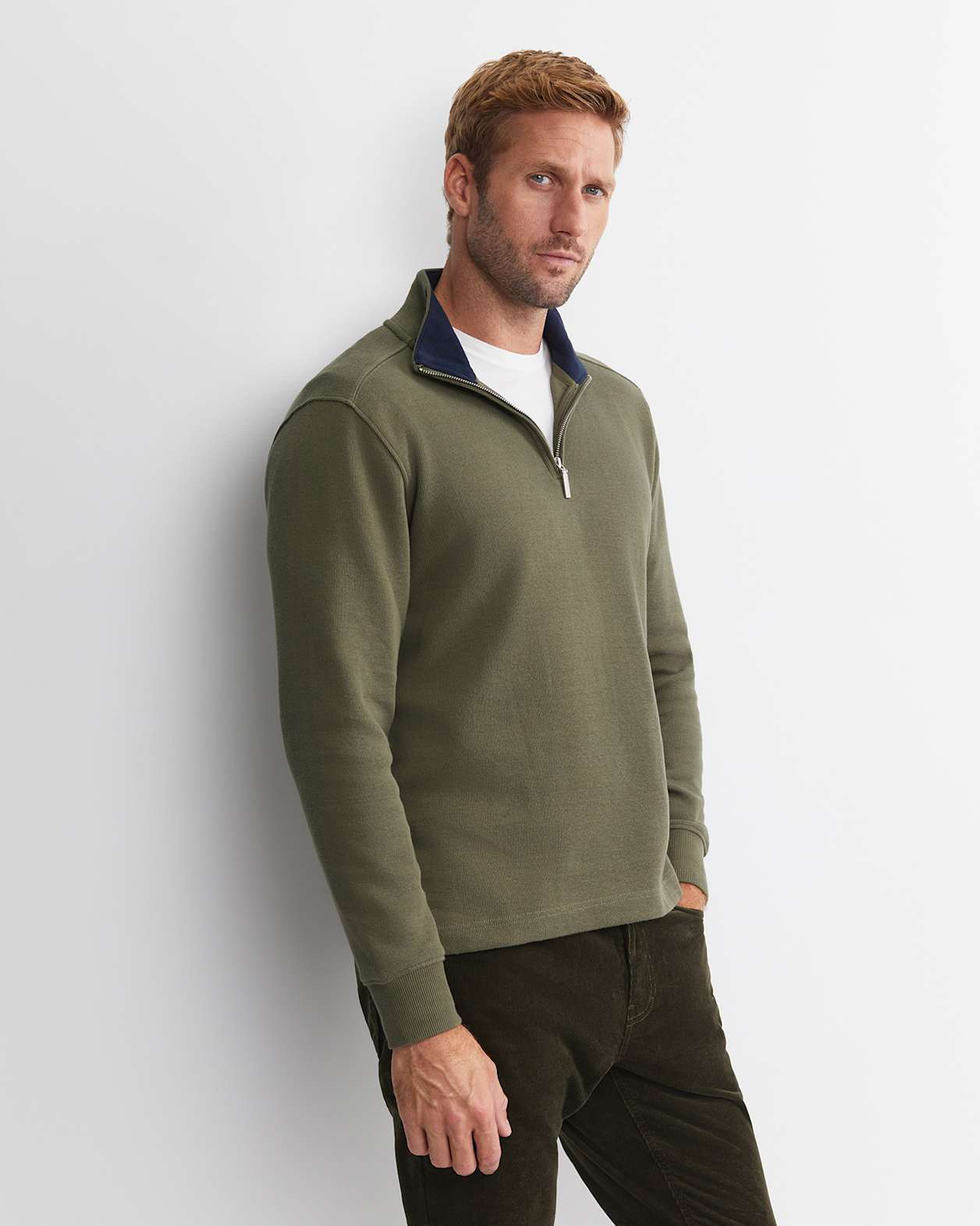 SC Quarter Zip Sweat in KHAKI
