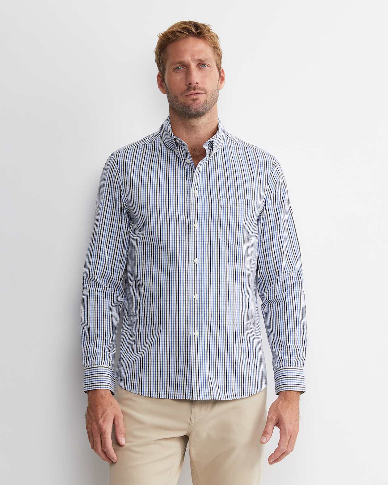 Gibson Long Sleeve Check Shirt in COBALT