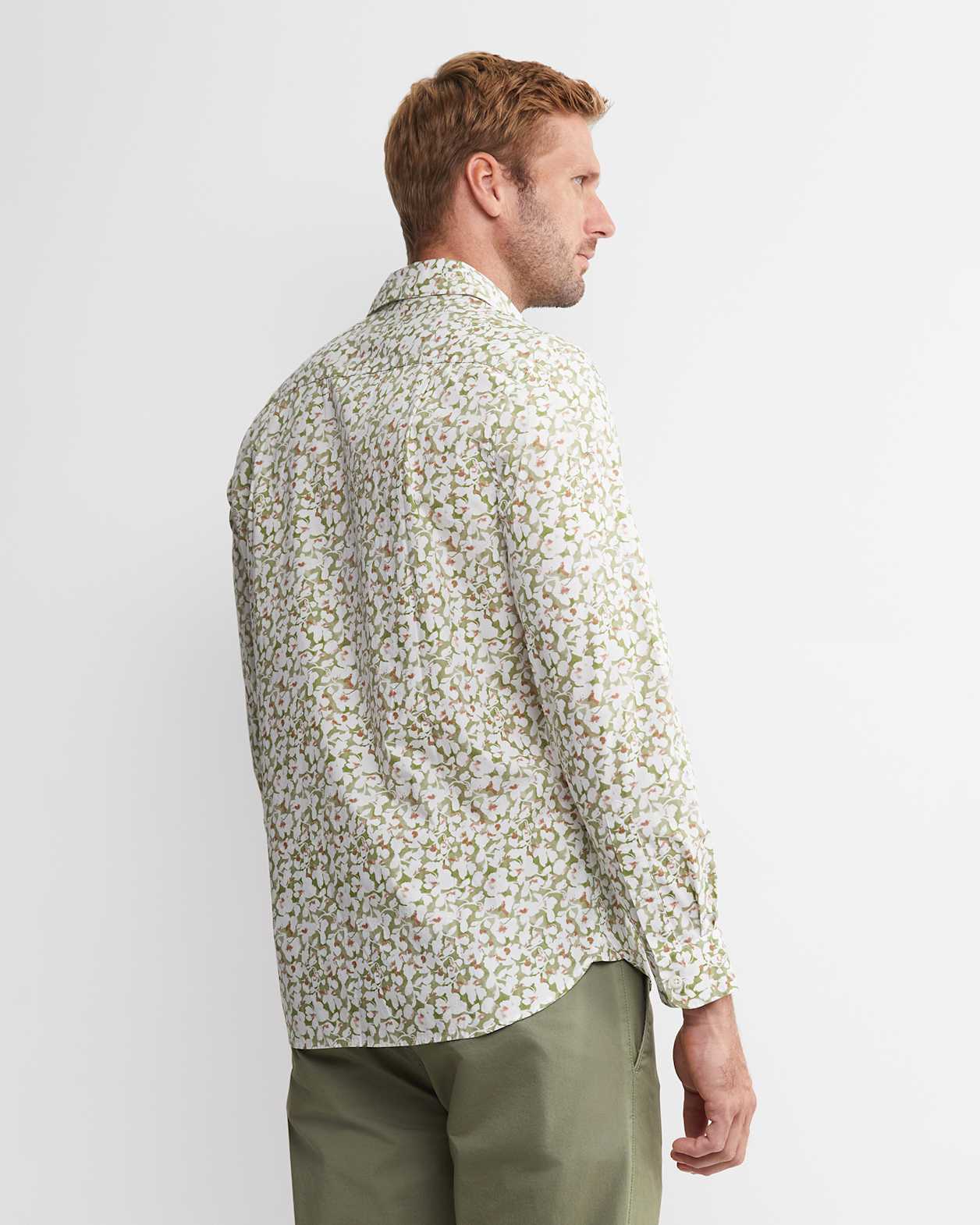 George Long Sleeve Print Shirt in GREEN MULTI