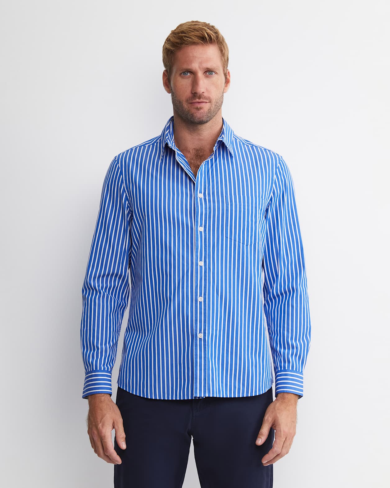 Ryan Long Sleeve Stripe Shirt in DUTCH BLUE