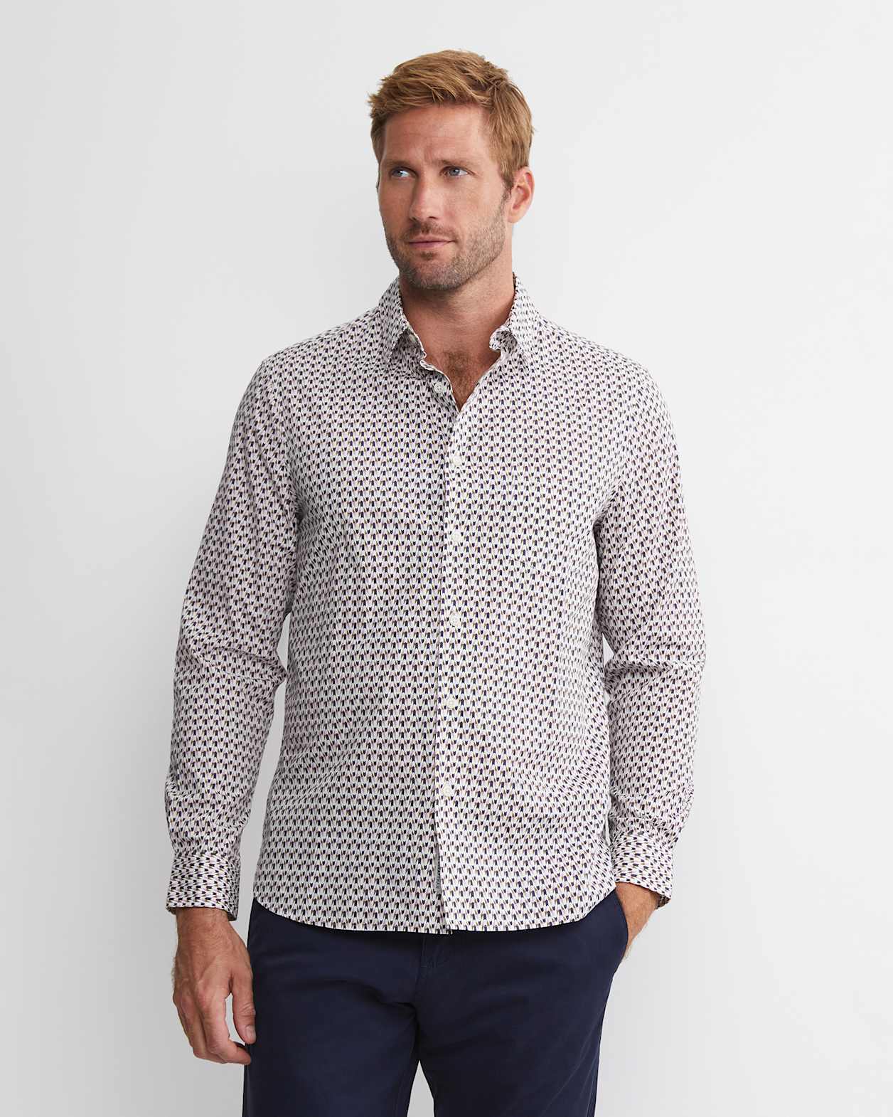 Leo Liberty Long Sleeve Shirt in WHITE/MULTI