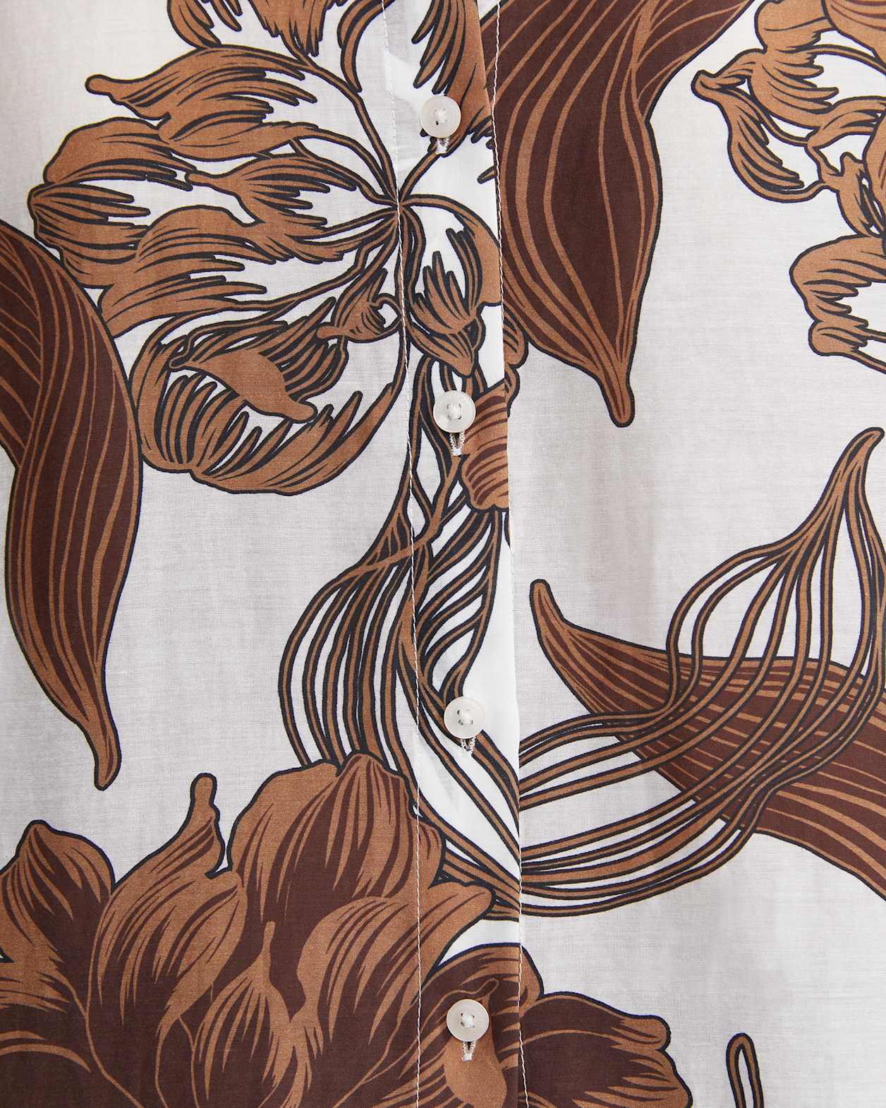 Zinnia Cotton Silk Shirt in IVORY/BROWN