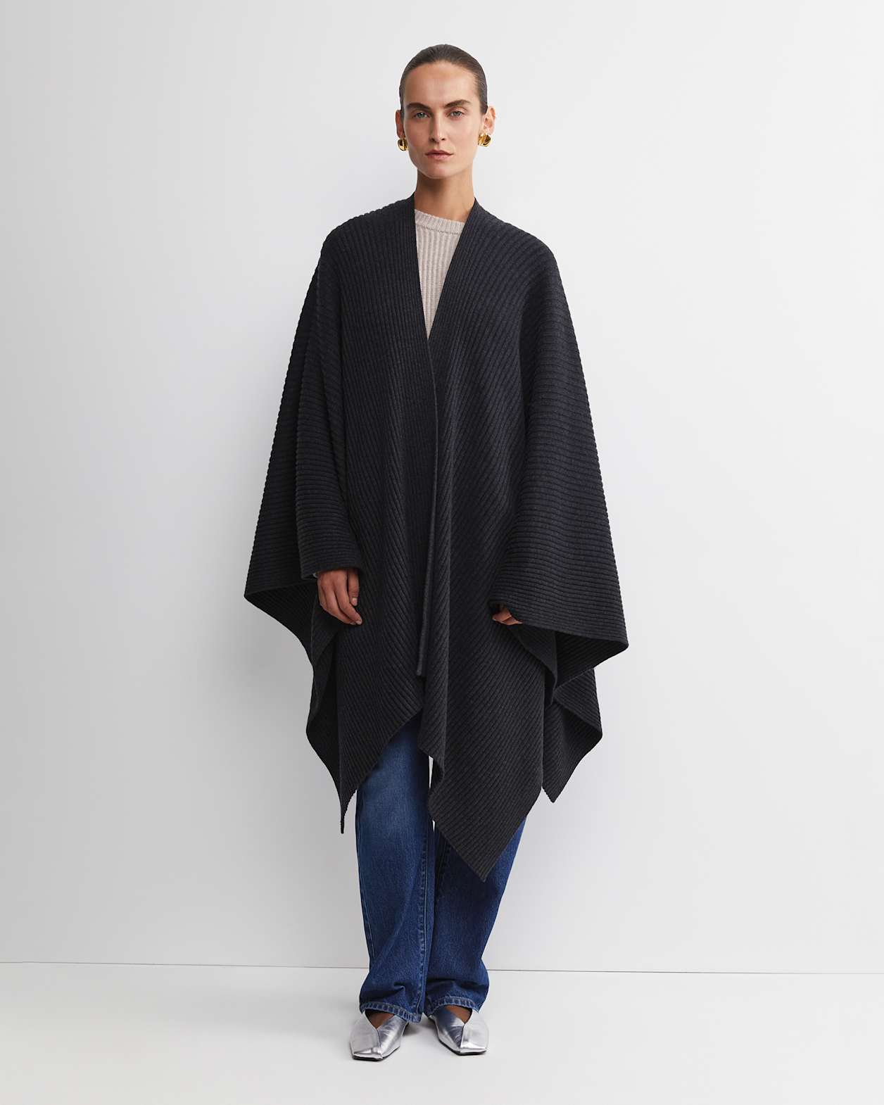 Cassie Knit Poncho in BLACK