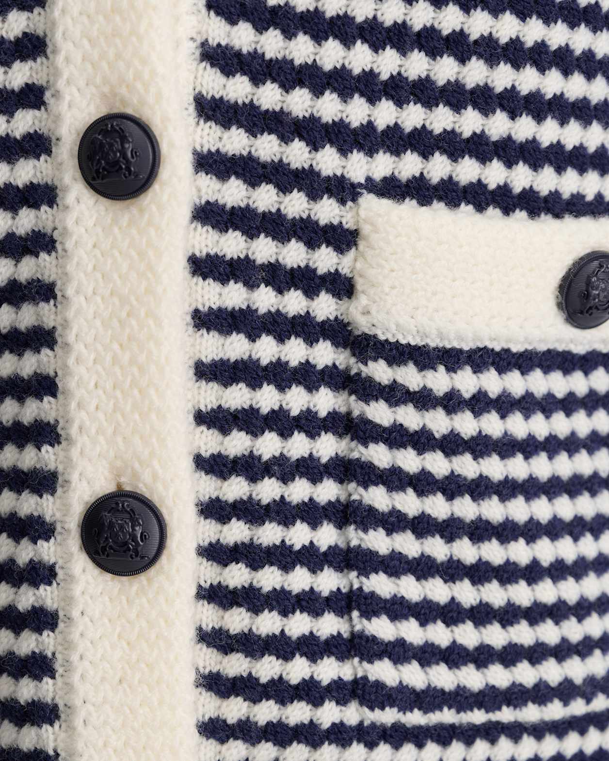 Joyce Merino Wool Cardigan in NAVY/WHITE