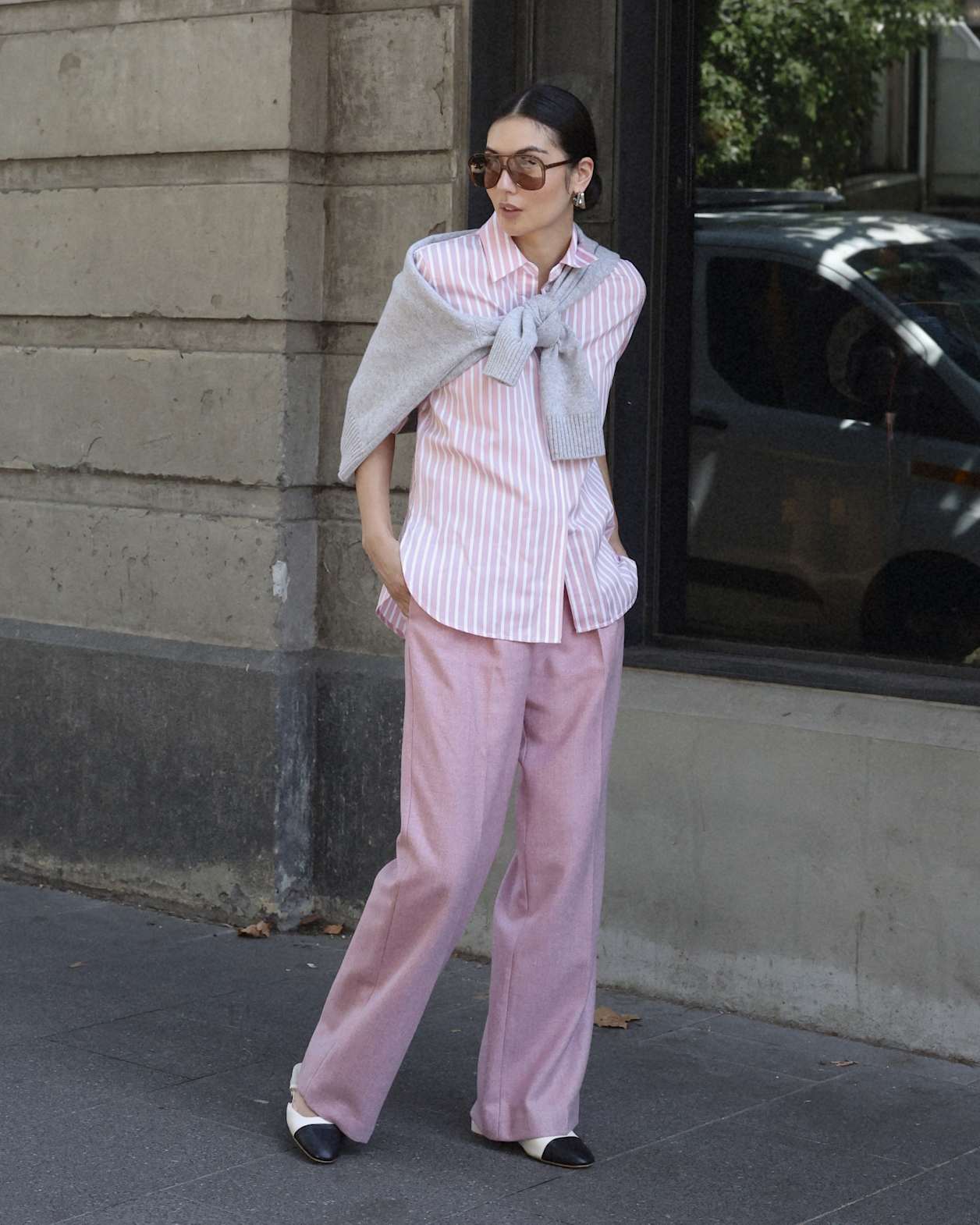 Frankie Wide Leg Pleat Pant in DUSTY PINK