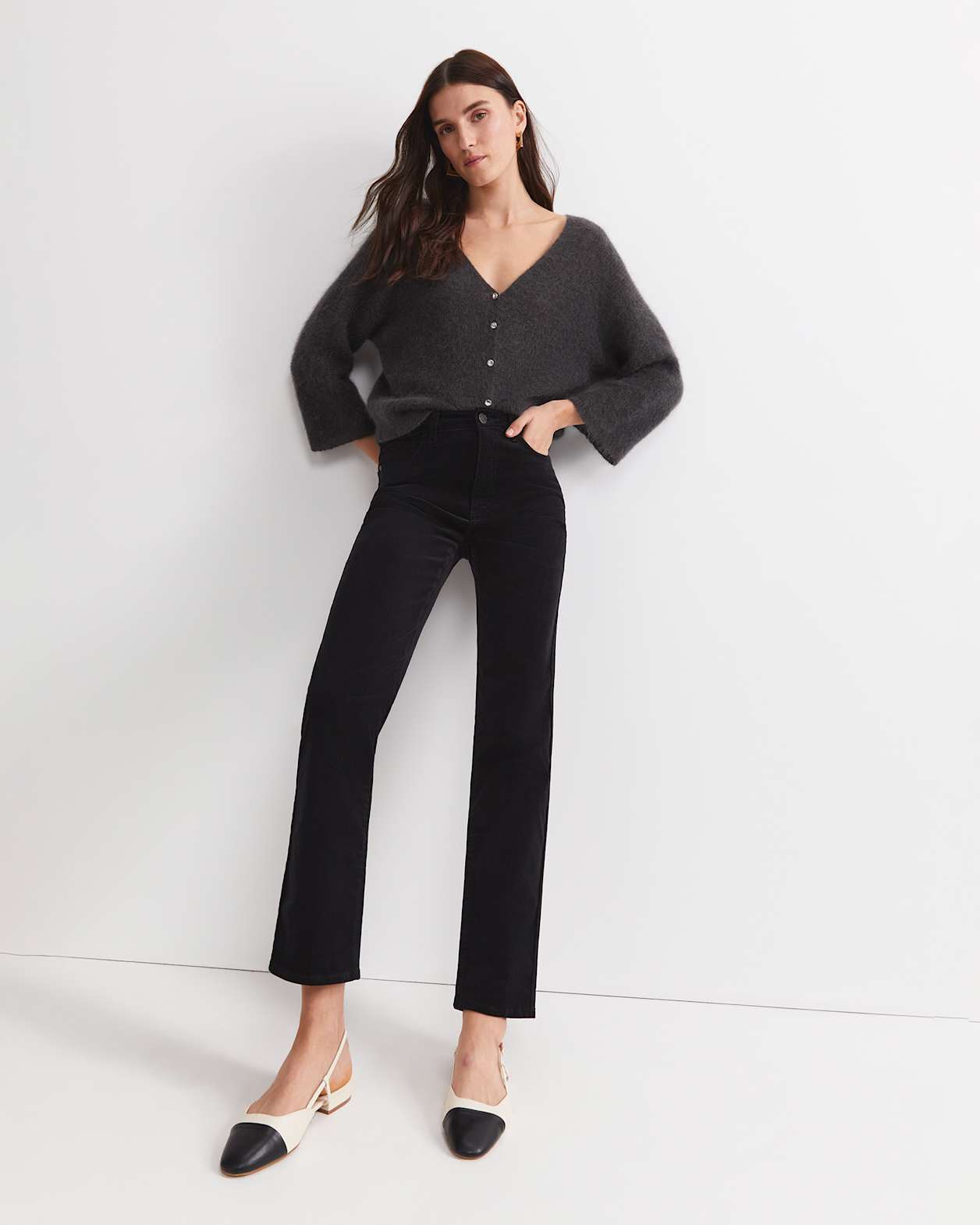 Cleo Straight Cord Jean in BLACK