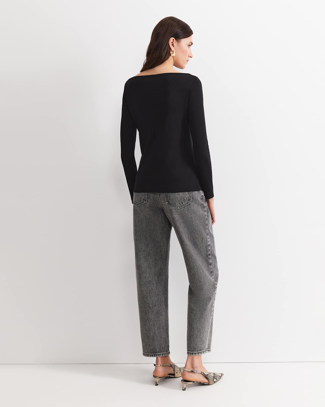 Heidi Long Sleeve Rib Tee in BLACK