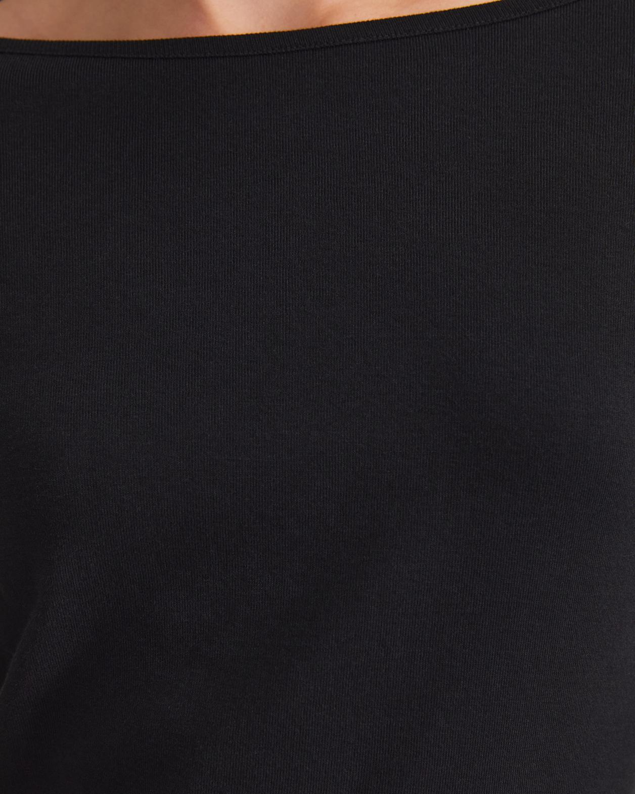 Heidi Long Sleeve Rib Tee in BLACK