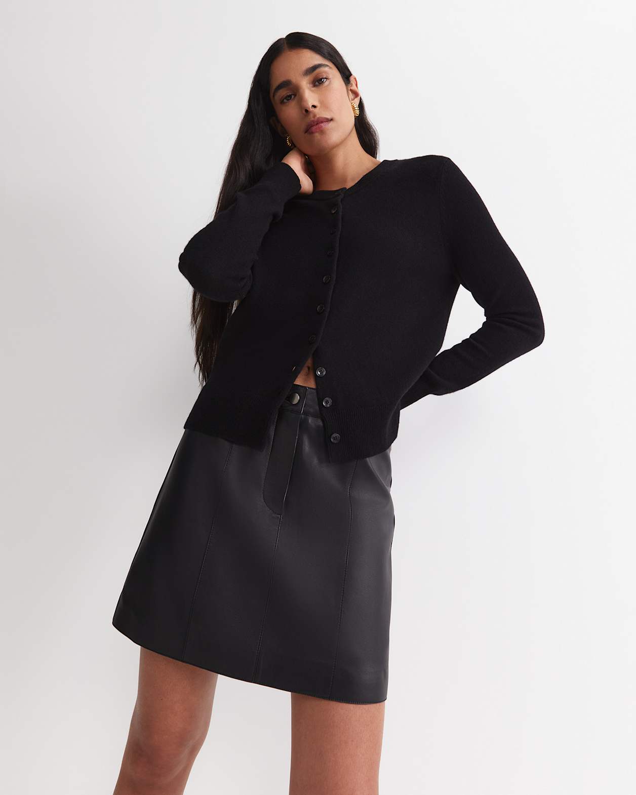 Gemma Leather Mini Skirt in BLACK