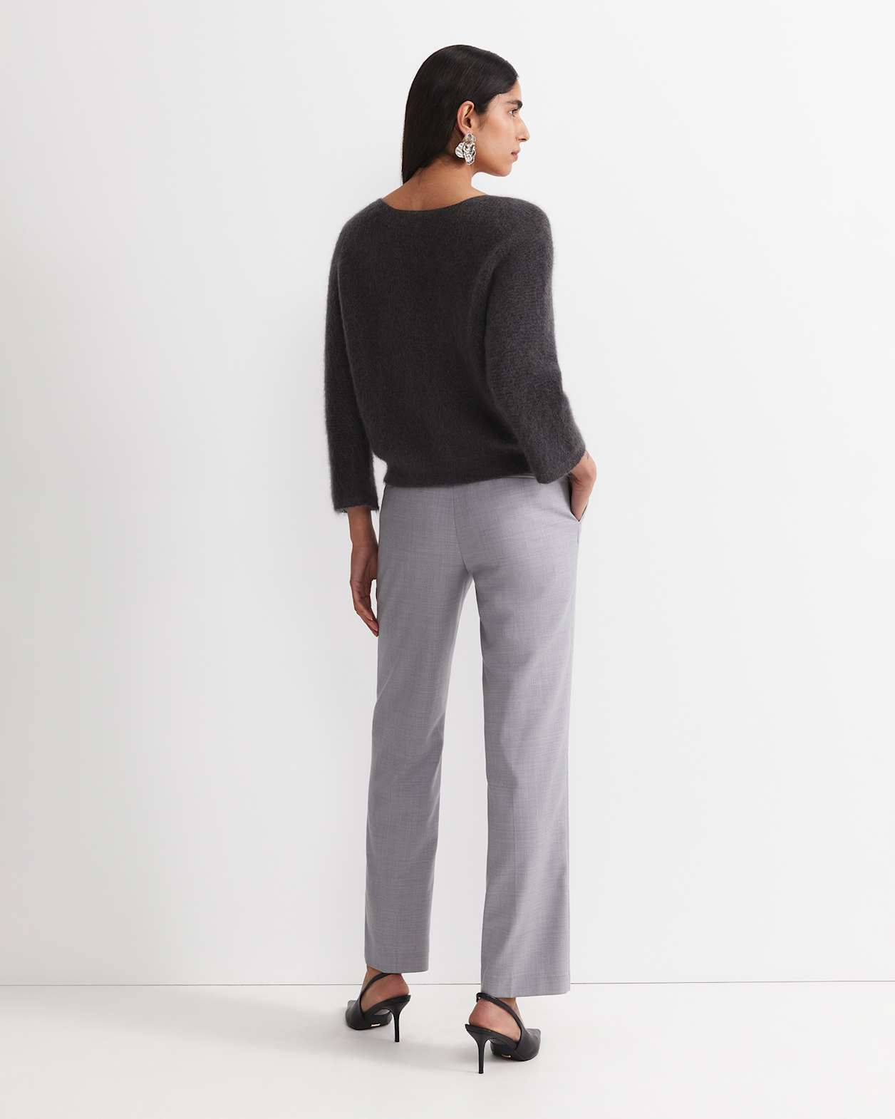 Tatiana Mohair Cropped Cardigan in CHARCOAL