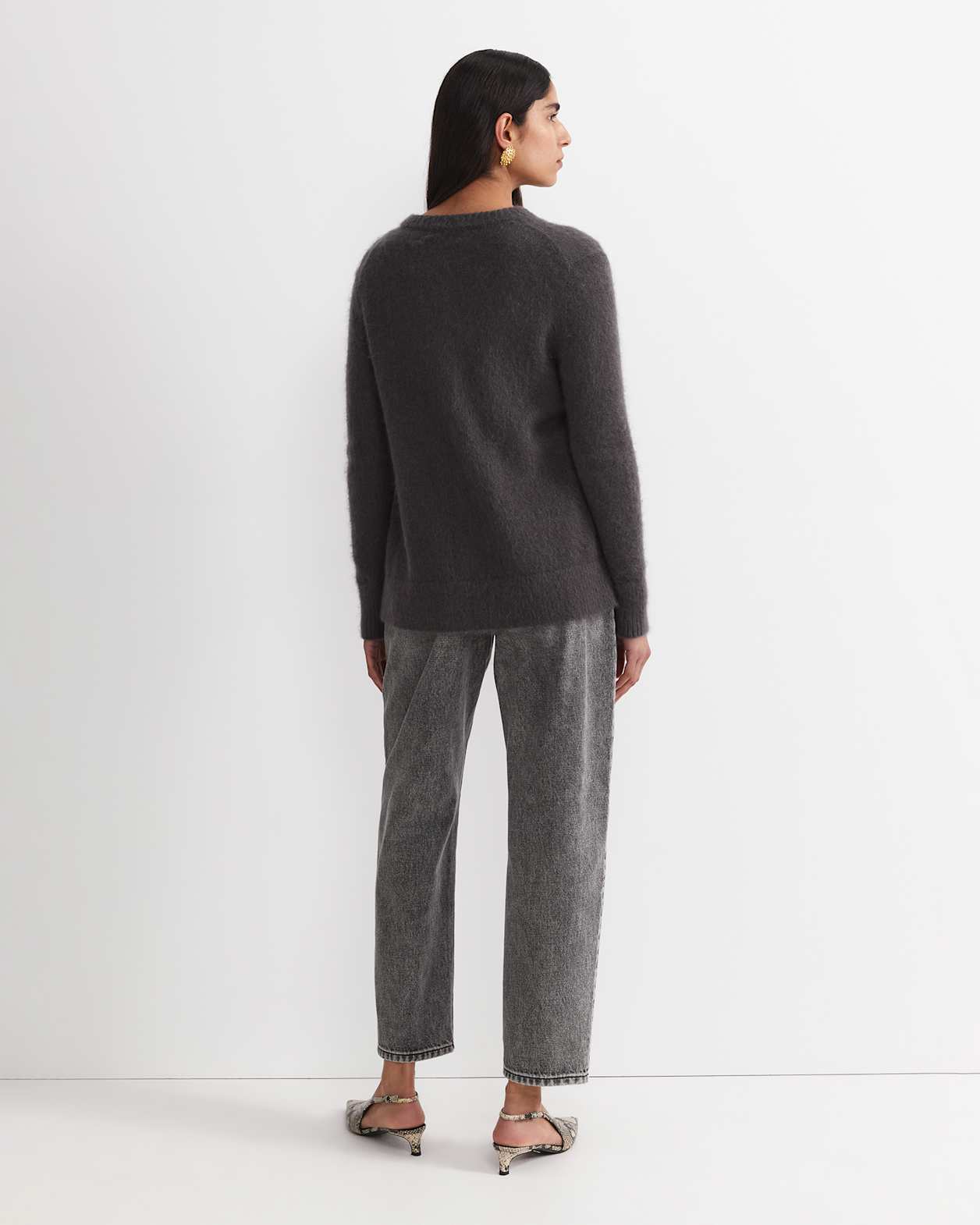 Tatiana Mohair Long Cardigan in DARK CHARCOAL