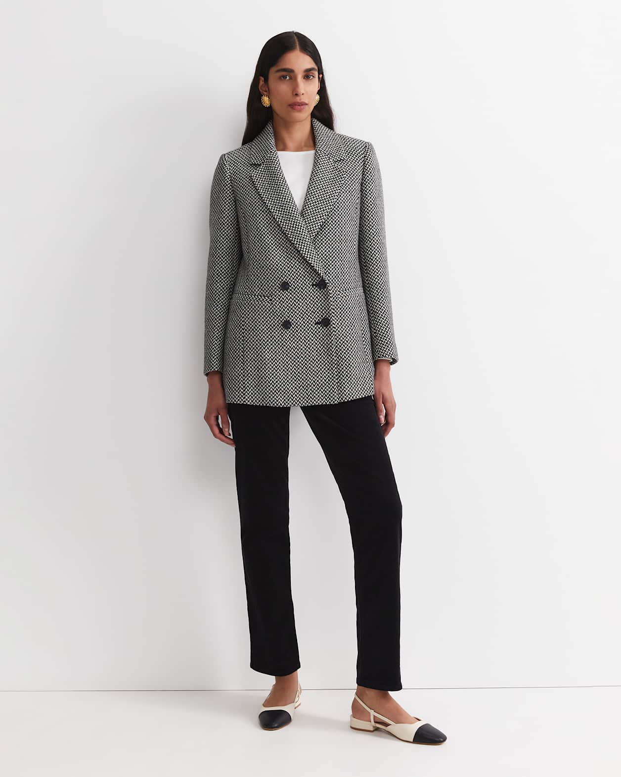 Bea Double Breasted Coat in BLACK/WHITE