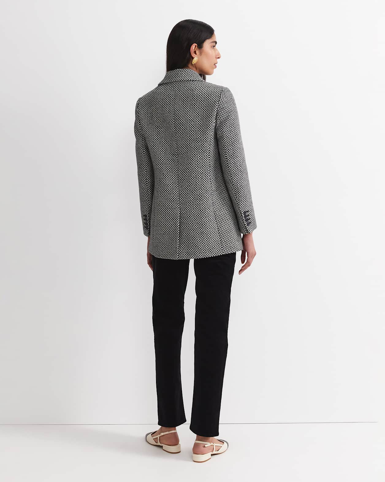 Bea Double Breasted Coat in BLACK/WHITE