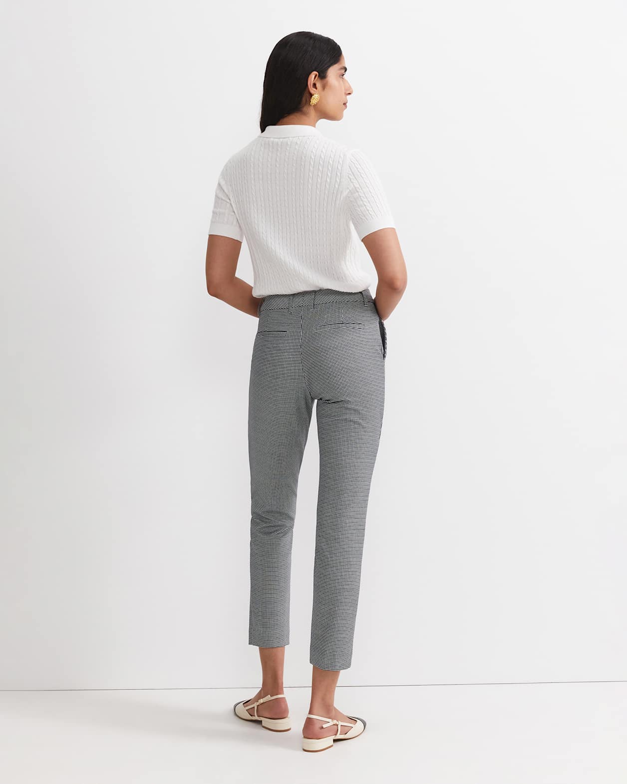Evie Houndstooth Ponte Pant in BLACK/WHITE