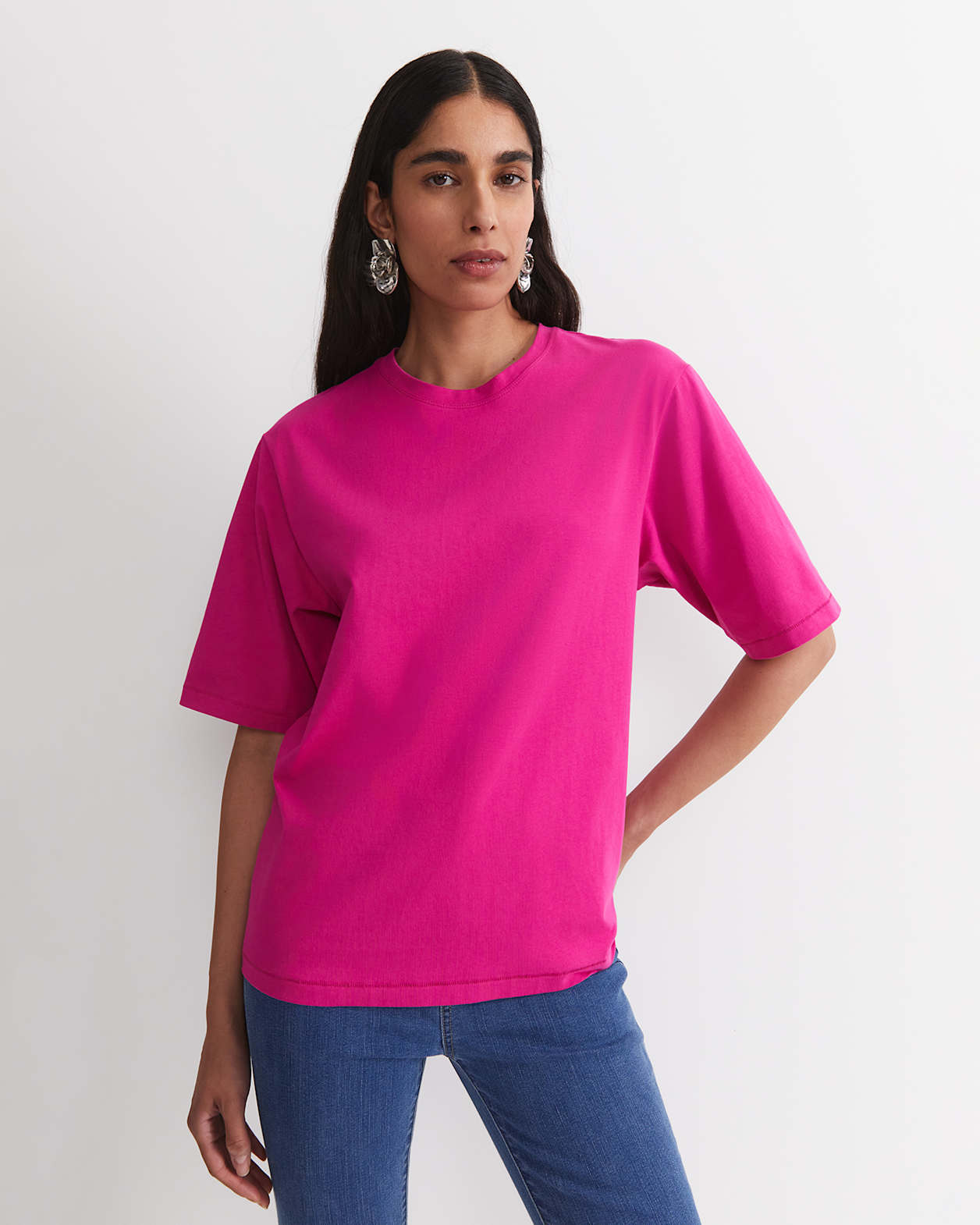 Alice Oversized Cotton T-Shirt in BERRY