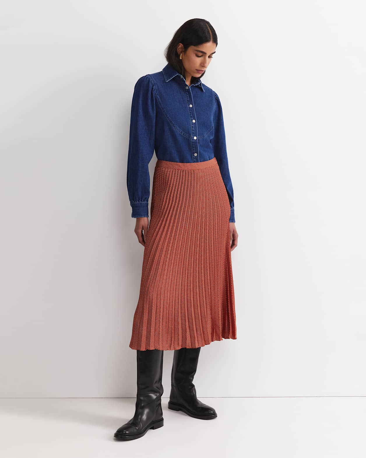 Megan Polka Dot Midi Skirt in MULTI