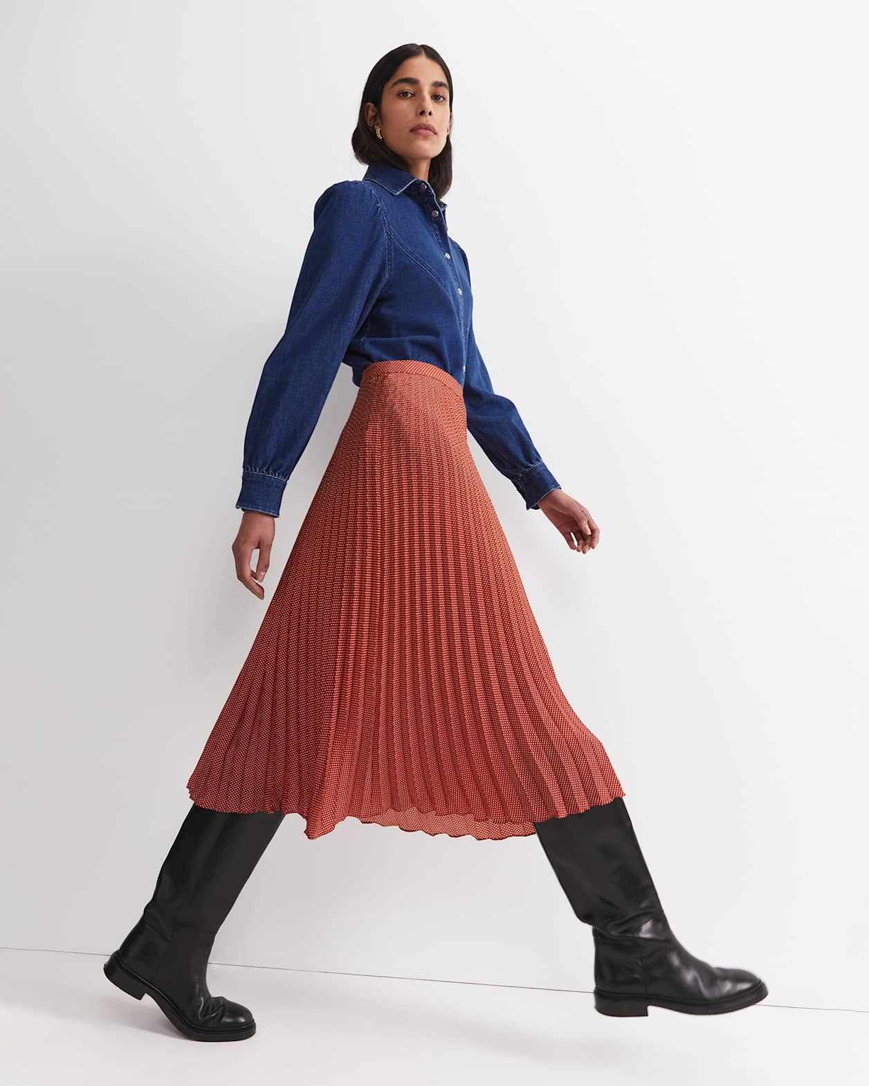 Megan Polka Dot Midi Skirt in MULTI