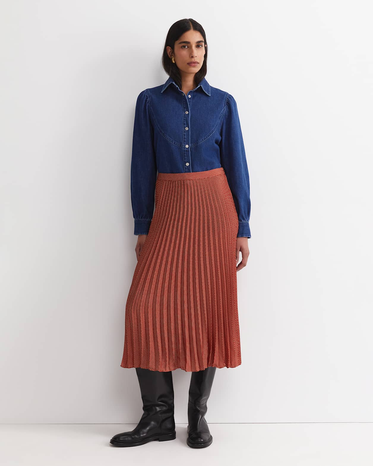 Megan Polka Dot Midi Skirt in MULTI