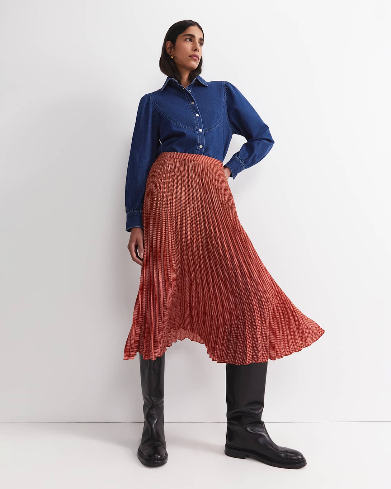 Megan Polka Dot Midi Skirt in MULTI