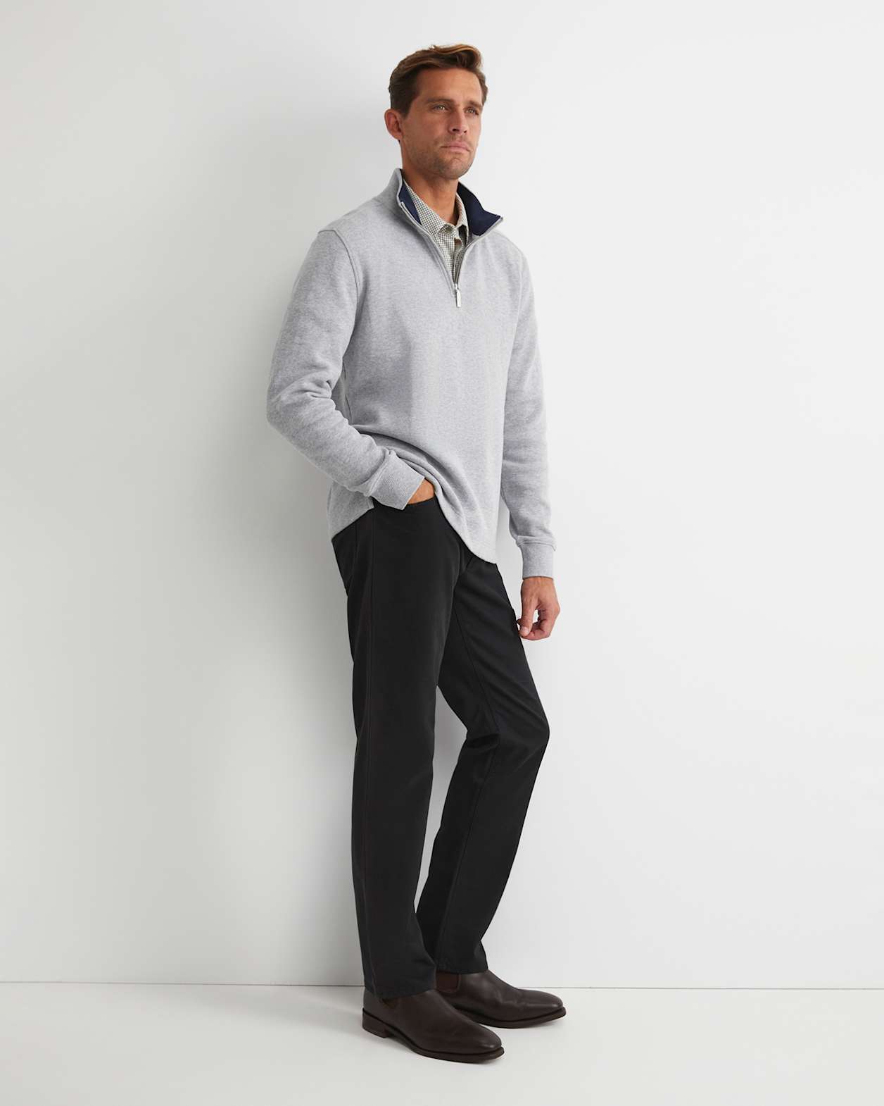 SC Quarter Zip Sweat in GREY MELANGE