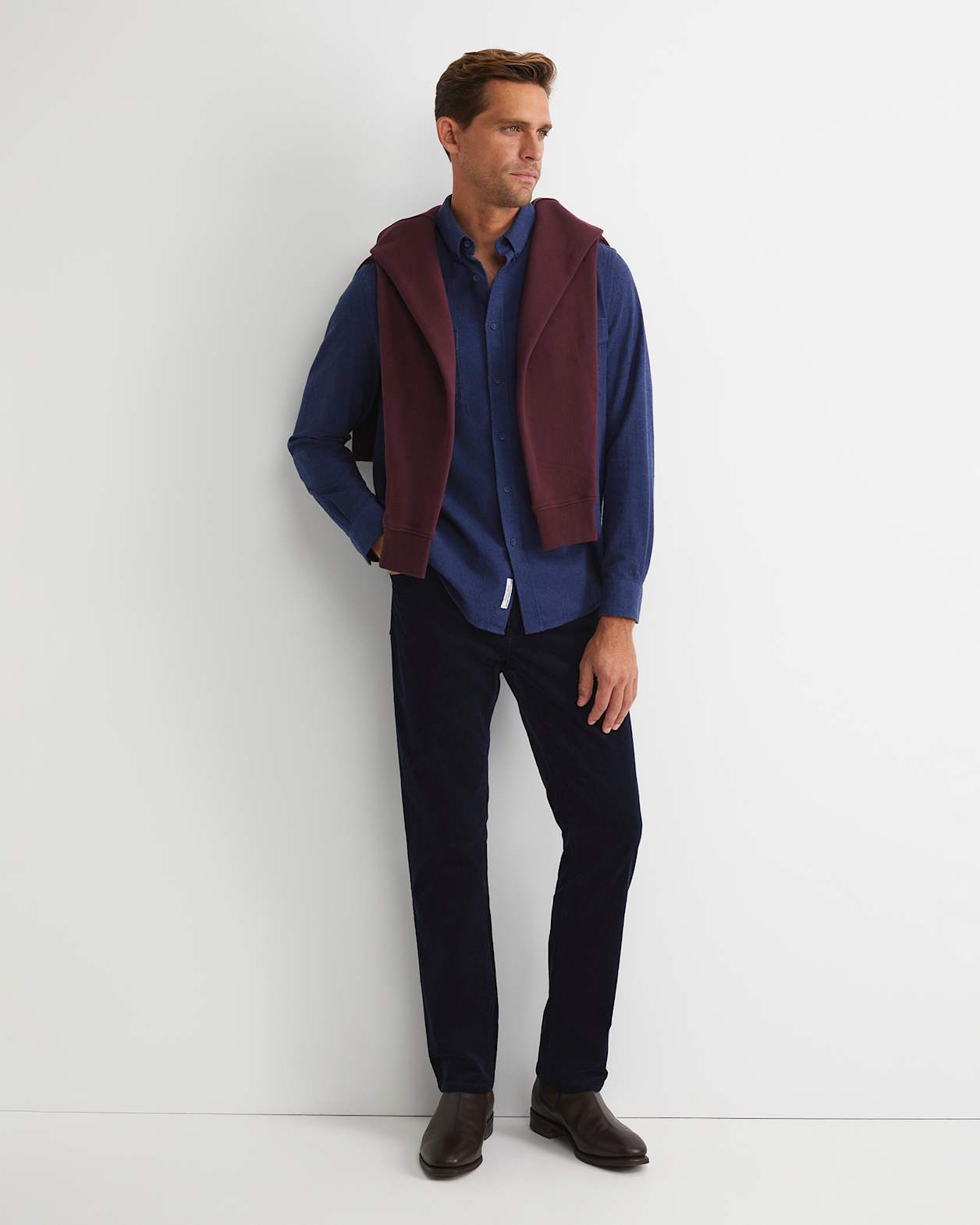 Jarron Long Sleeve Shirt in NAVY MELANGE