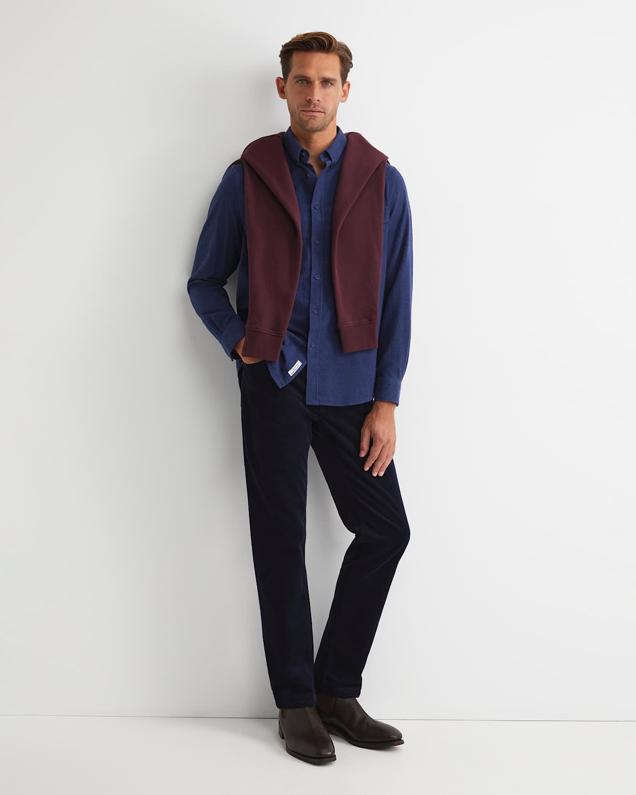 Jarron Long Sleeve Shirt in NAVY MELANGE