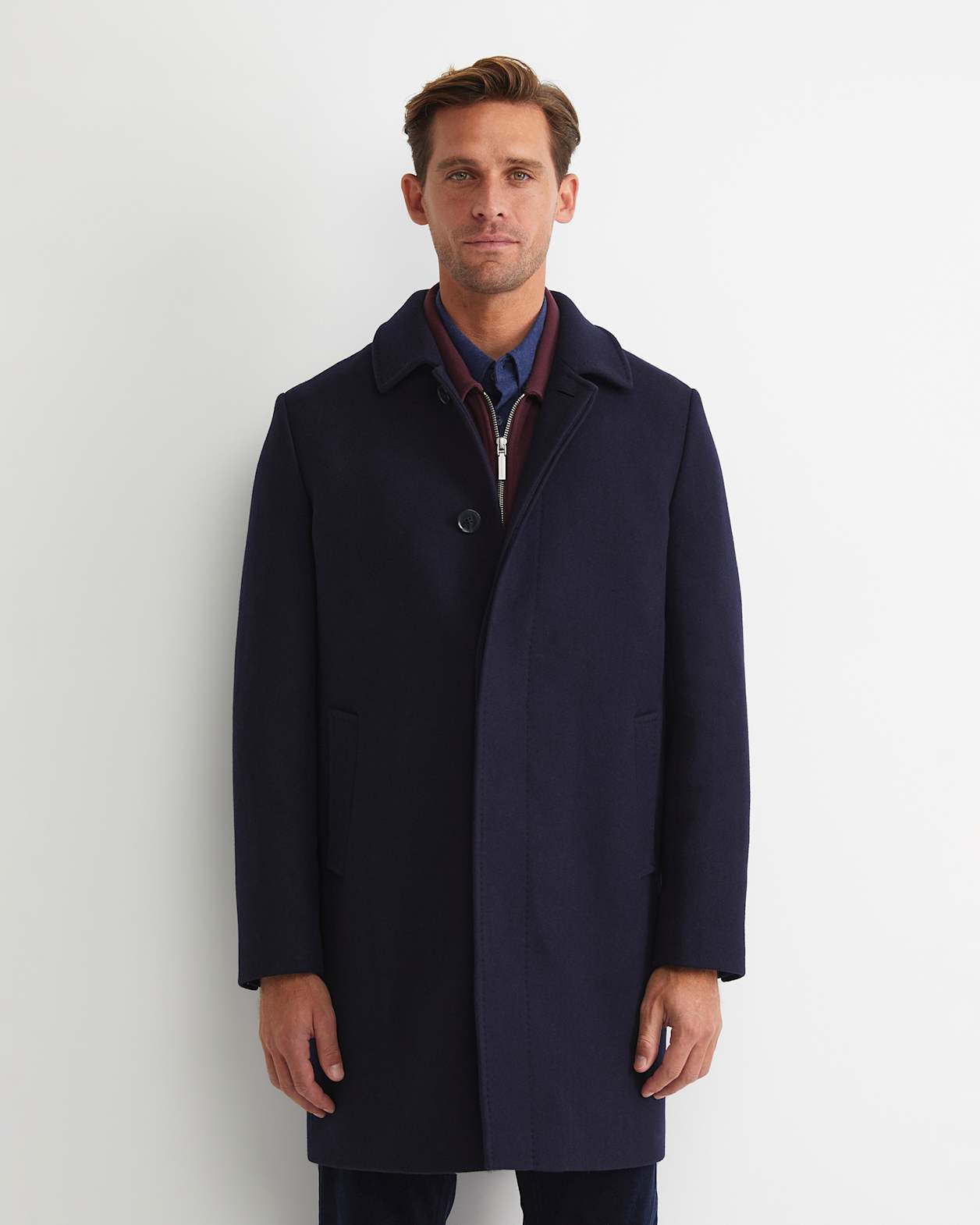 Micah Wool Blend Coat in NAVY
