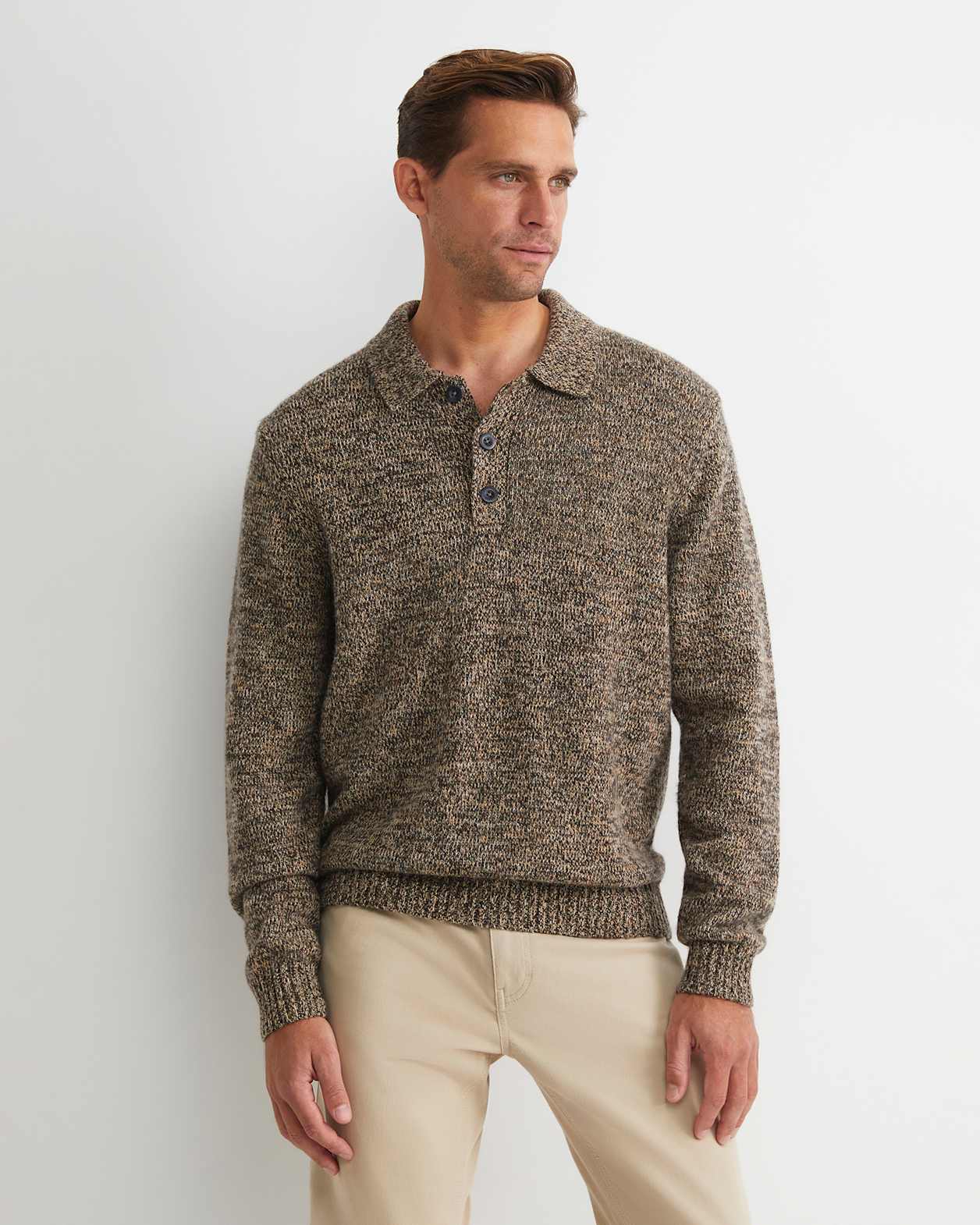 Todd Knit Polo in BROWN MULTI