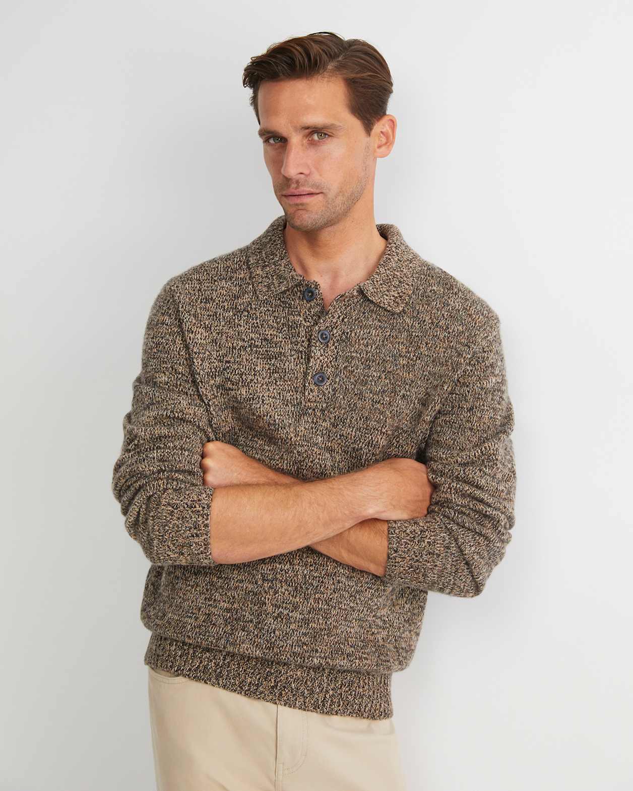 Todd Knit Polo in BROWN MULTI