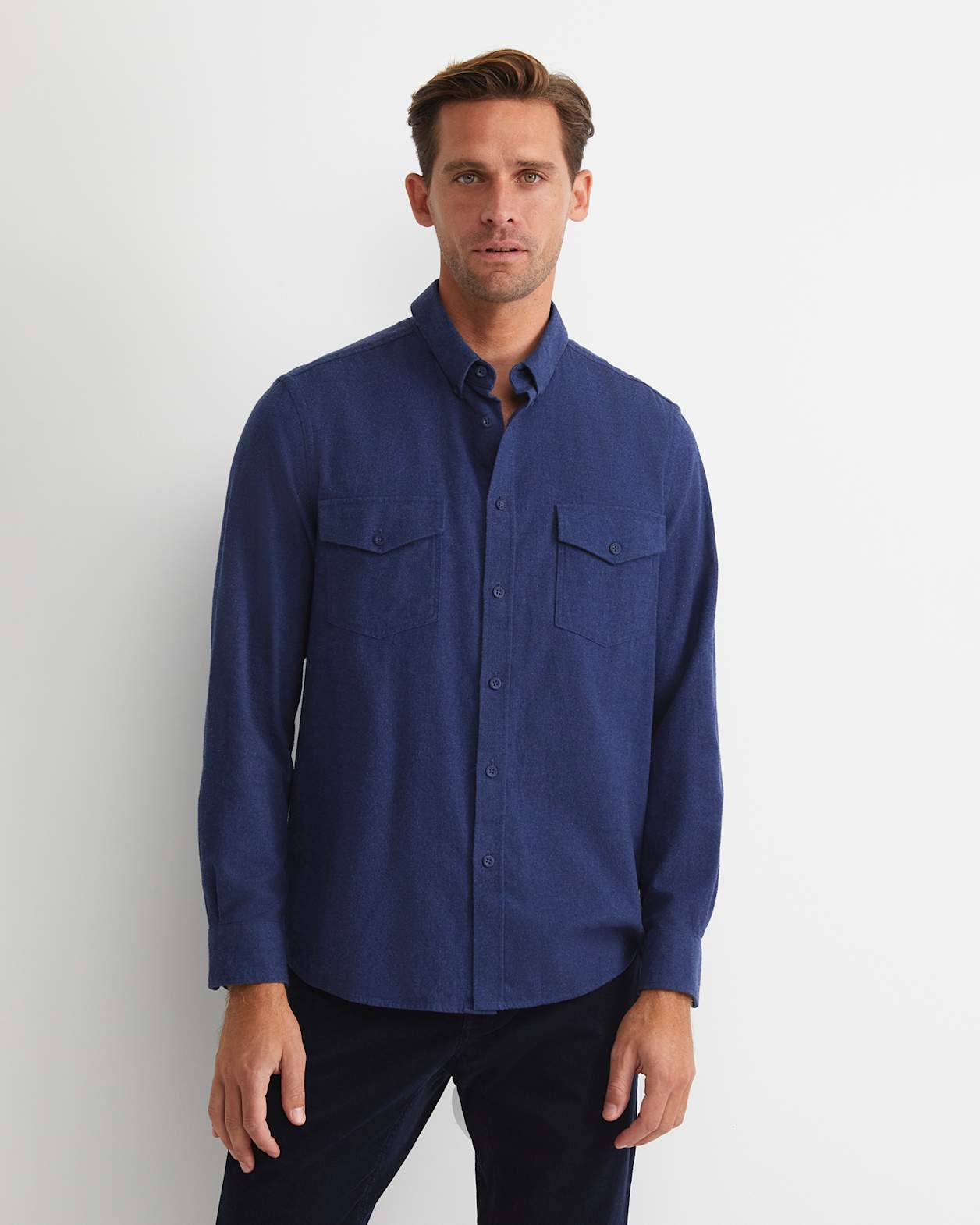 Jarron Long Sleeve Shirt in NAVY MELANGE