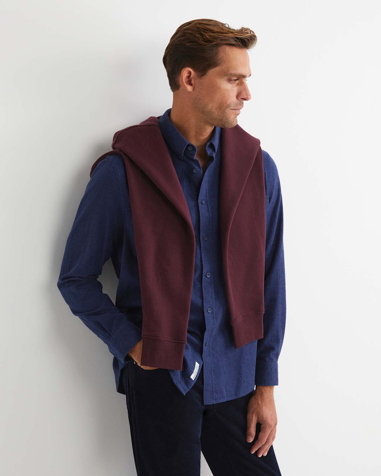 Jarron Long Sleeve Shirt in NAVY MELANGE