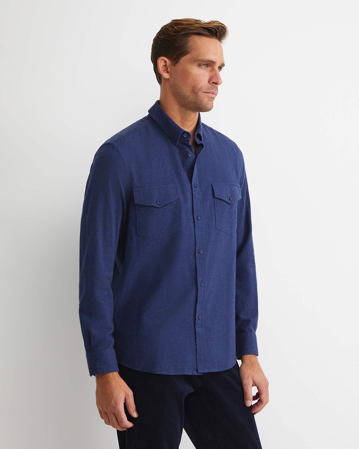 Jarron Long Sleeve Shirt in NAVY MELANGE