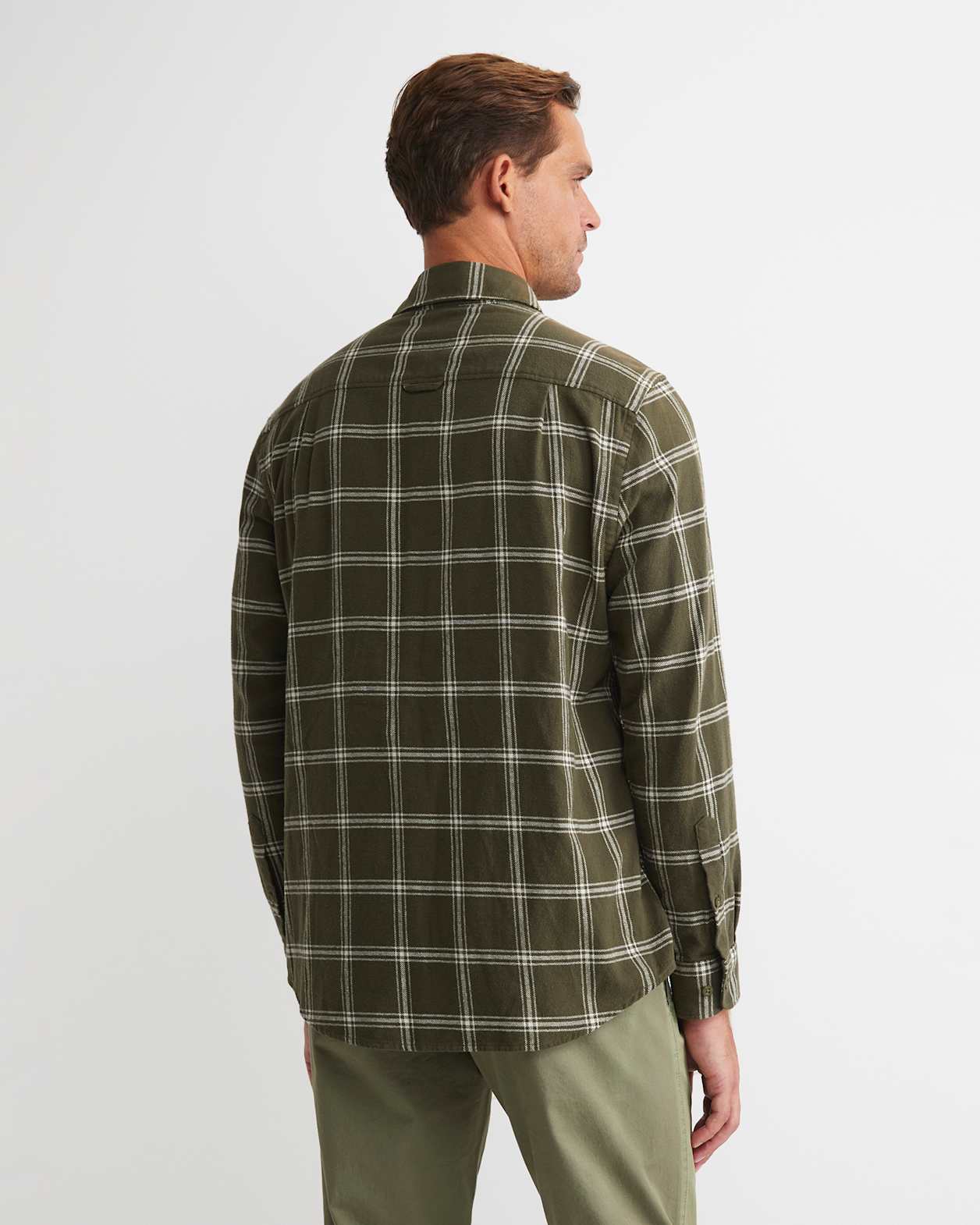 Davis Long Sleeve Check Shirt in KHAKI