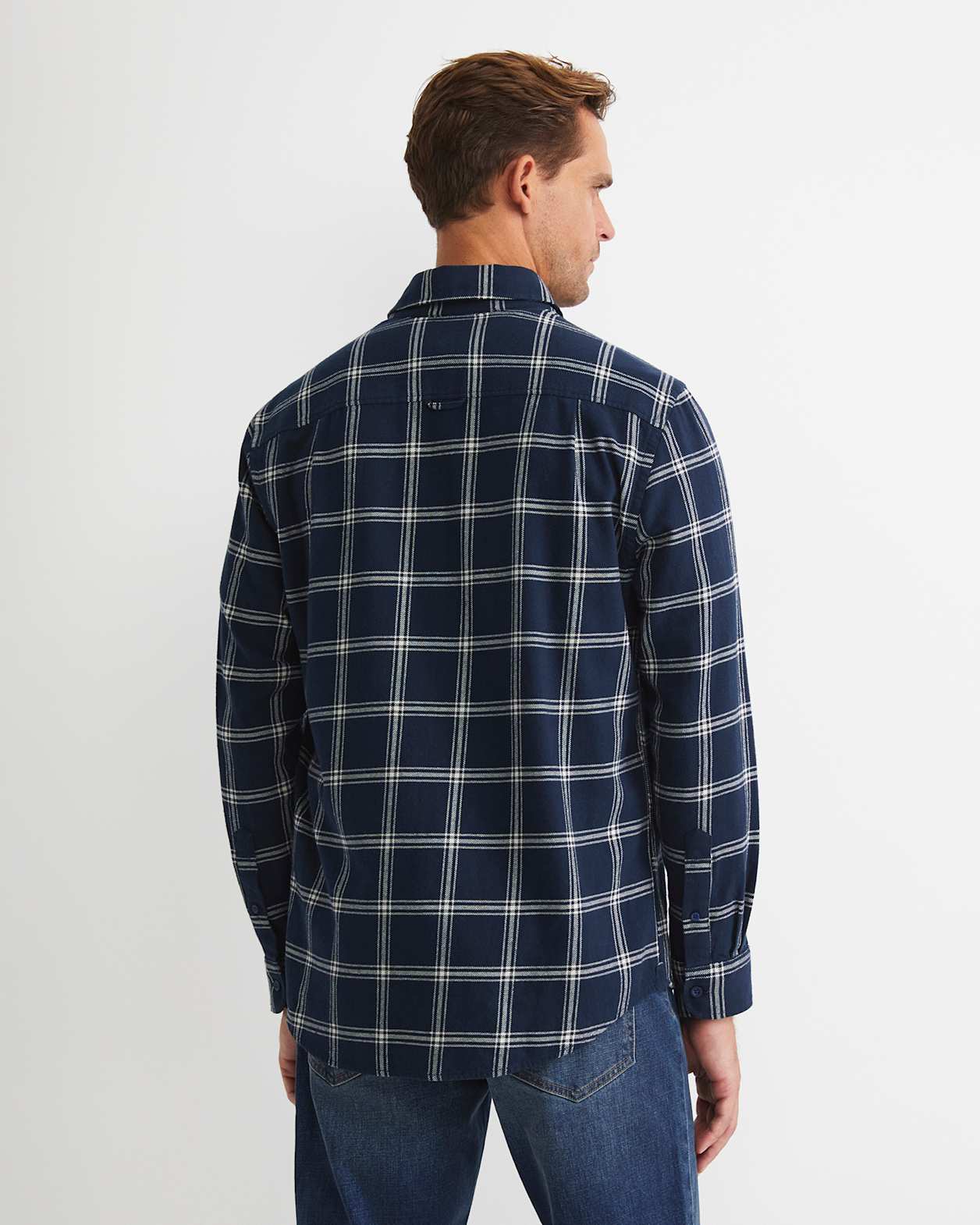 Davis Long Sleeve Check Shirt in NAVY