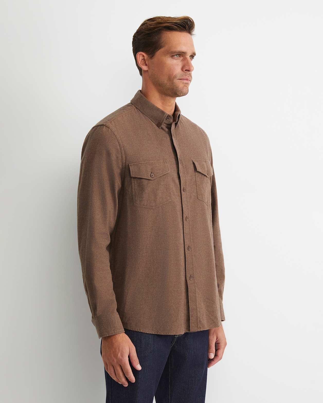 Jarron Long Sleeve Shirt in CAFE MELANGE
