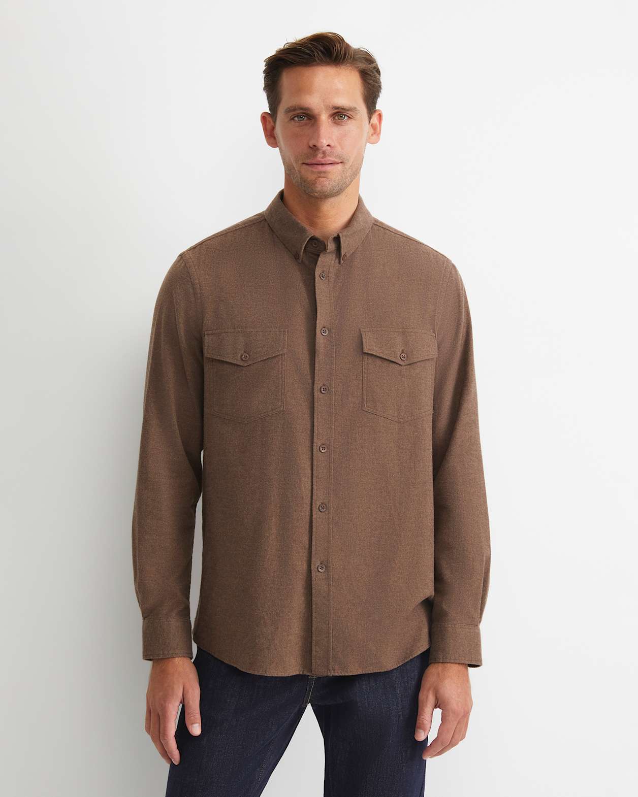 Jarron Long Sleeve Shirt in CAFE MELANGE