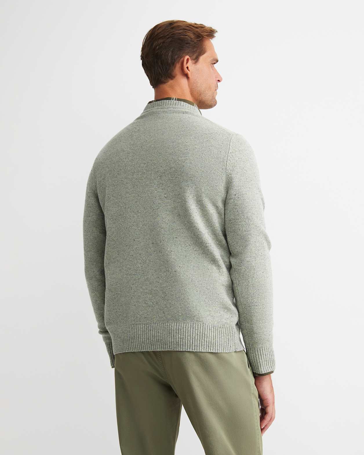 Noah Speckled Merino Crew Knit in SEAFOAM