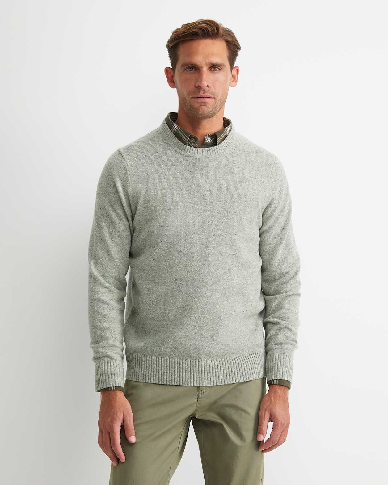 Noah Speckled Merino Crew Knit in SEAFOAM