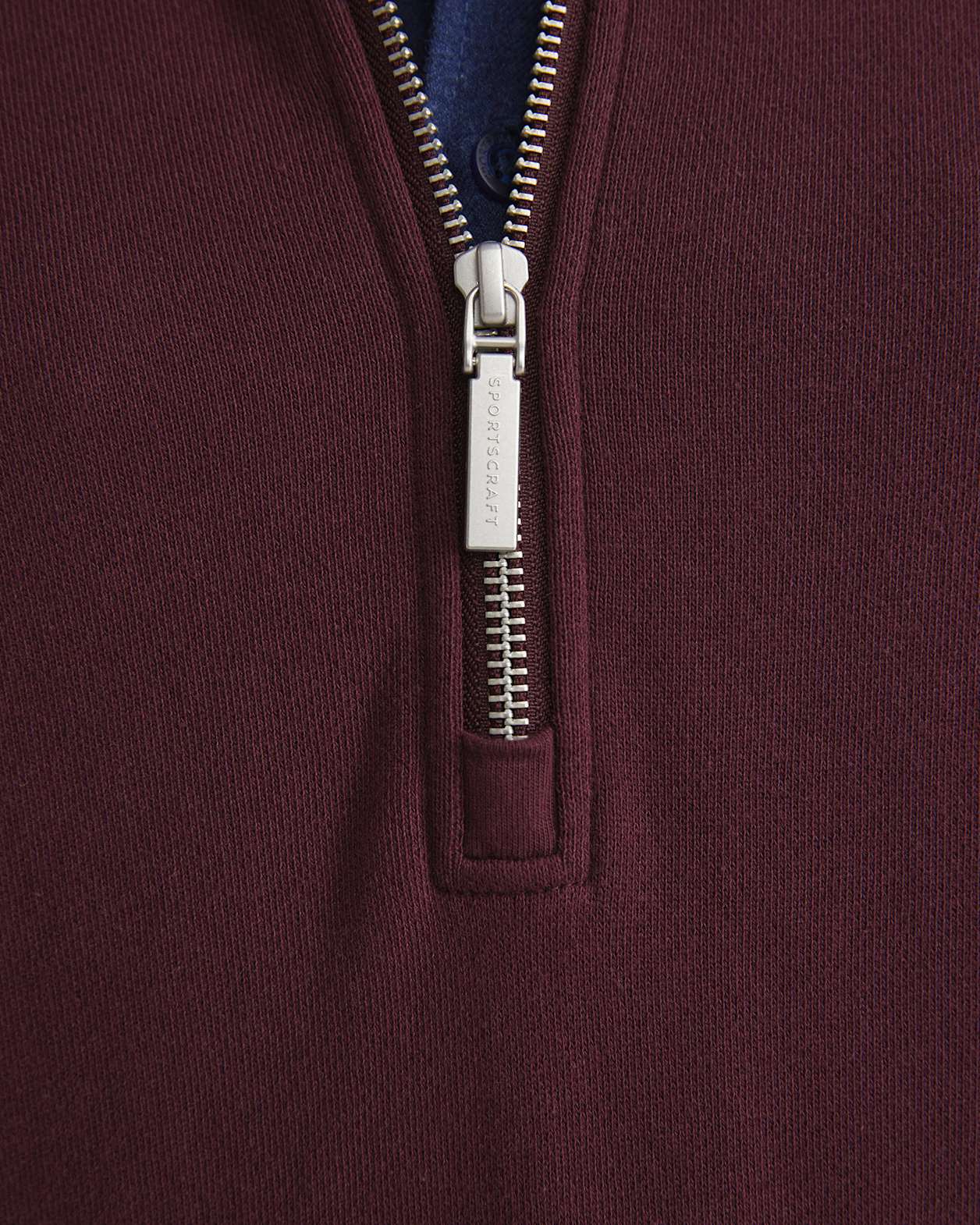 Collared Zip Sweat in BURGUNDY