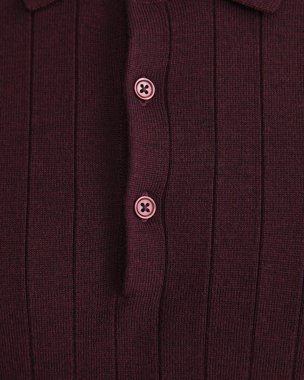 Angus Merino Long Sleeve Knit Polo in BURGUNDY