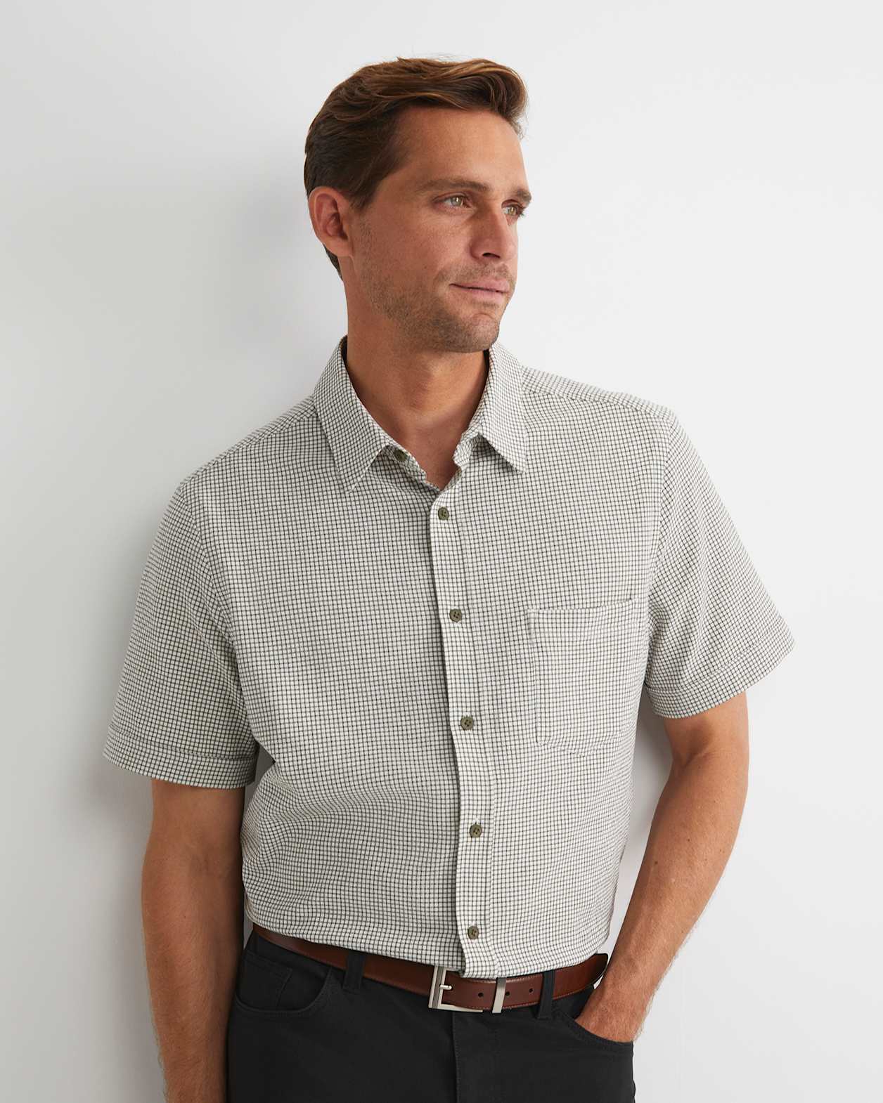 Hewson Short Sleeve Check Shirt in GREEN MULTI
